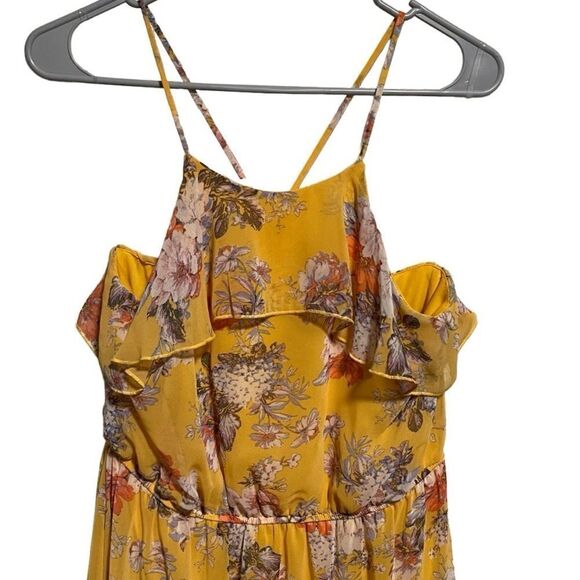 As U Wish- Women’s Yellow Floral High Low Dress, Size Large - Picture 4 of 11